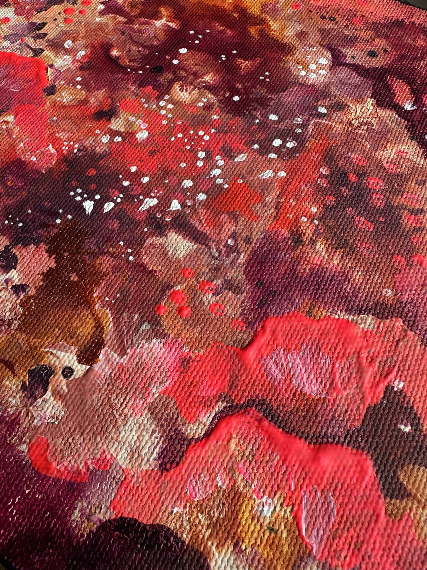 Roihu, canvas-taulu, 20 × 20 cm, akryyli