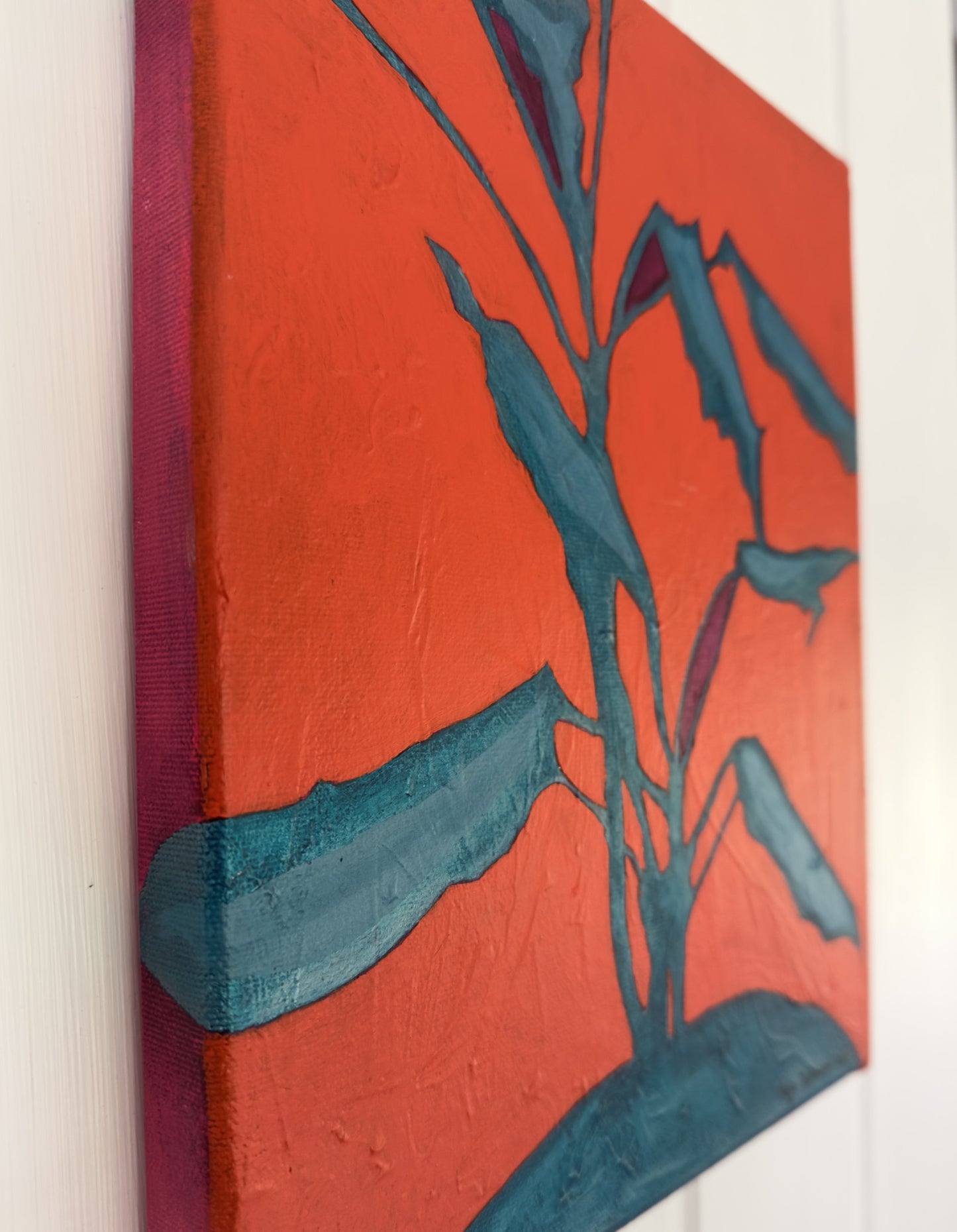 Dracaena II, canvas painting, 22 × 27 cm, acrylic