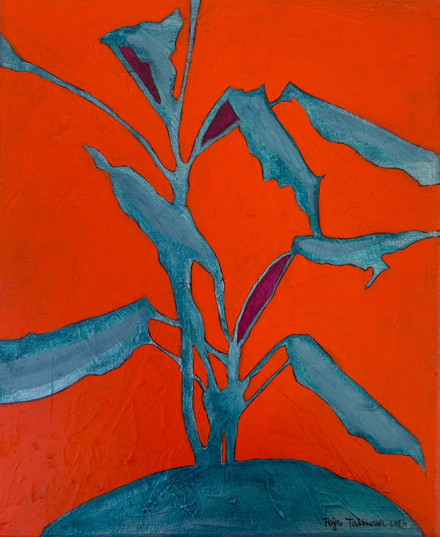 Dracaena II, canvas painting, 22 × 27 cm, acrylic