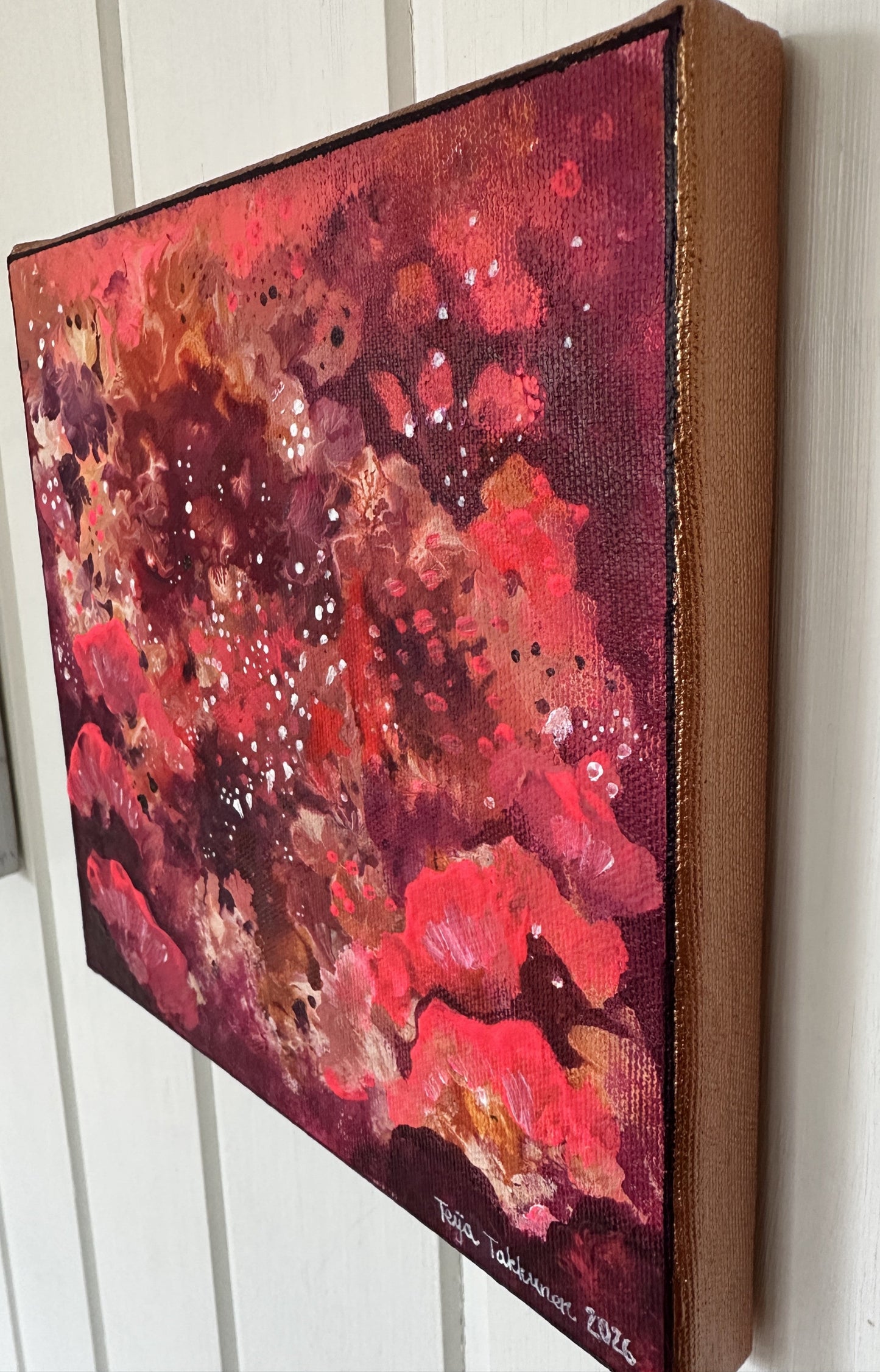 Roihu, canvas-taulu, 20 × 20 cm, akryyli